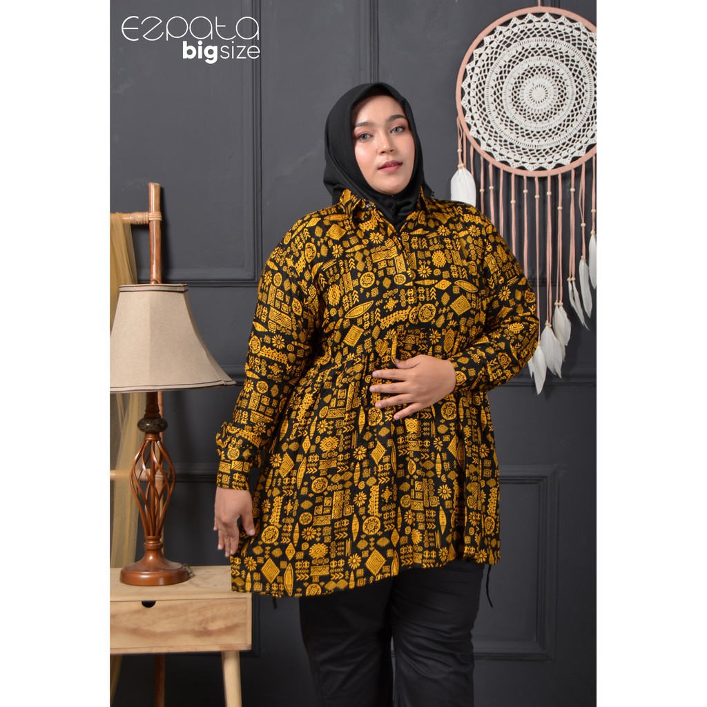 Tunik Wanita Bigsize Jumbo Katun Rayon LD 130 cm LD 140 cm Motif Etnik Terbaru