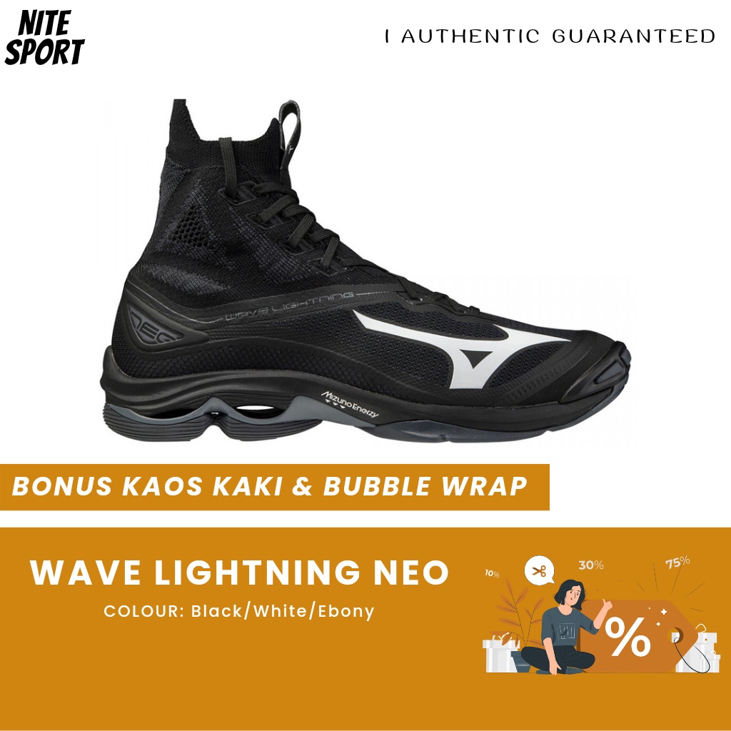 Sepatu Voli Mizuno Wave Lightning Neo WLZ Neo Black White Ebony