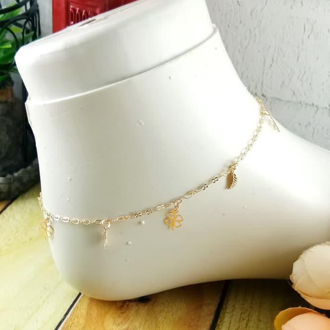 Baru Gg0269 - Gelang Kaki Lapis Emas 18K Karat Model India Bohemian