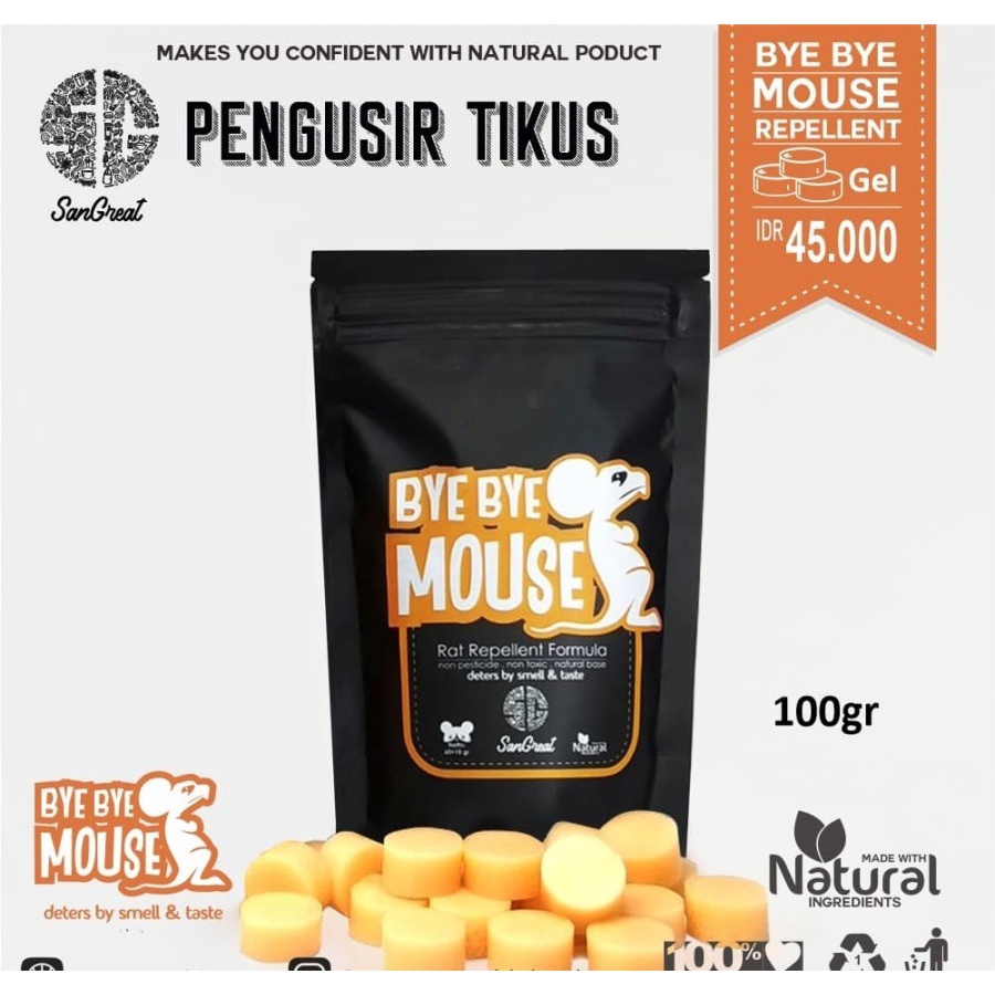 100g Bye bye mouse Rat Gel pengusir tikus, anti tikus basmi tikus 100 gram Mouse Repellent Rat Repellent siap tebar non pestisida aman untuk keluarga Kapur Barus