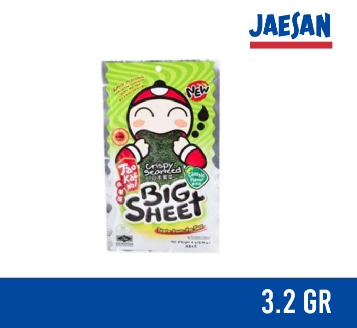 

Tao Kae Noi Big Sheet Classic Original Snack Rumput Laut 4gr