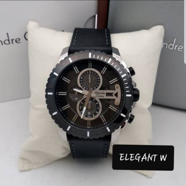 JAM TANGAN ALEXANDER CHRISTIE PRIA ORIGINAL AC 6527 MC SILVER BLACK