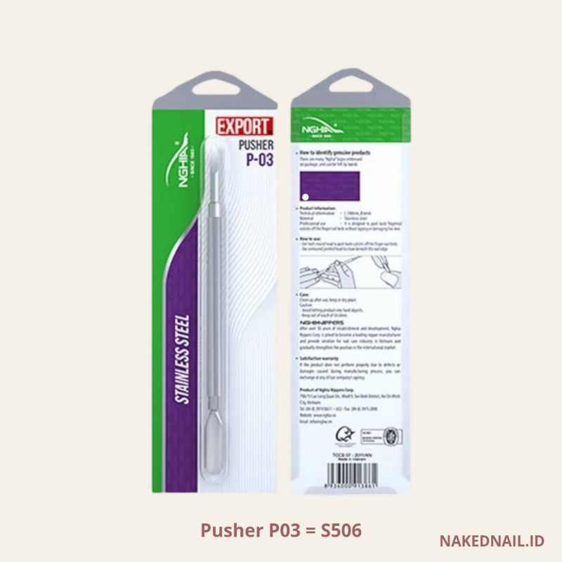 Cuticle Pusher Nghia P03 / S506 pusher kuku stainless original nail art pendorong kutikula