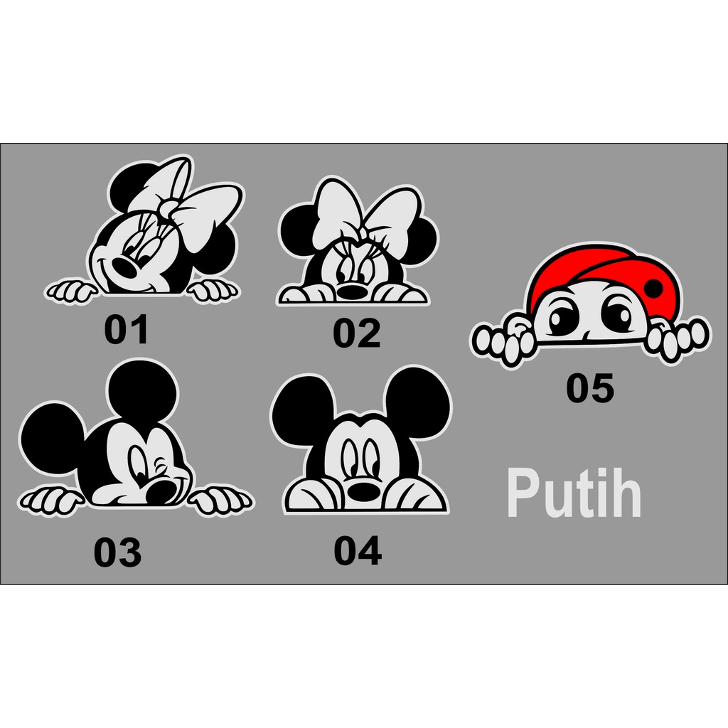 stiker micky mouse lucu ngintip motor mobil