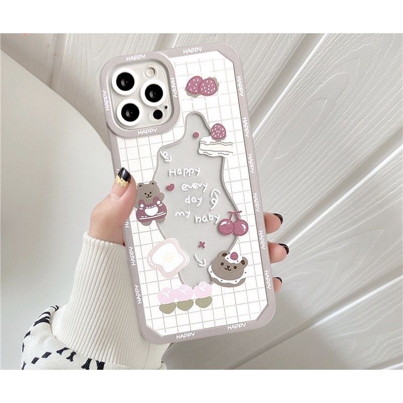 CASE MOTIF STRAWBERRY CHERRY FOR ALL TYPE IPHONE 7PLUS 8 PLUS X XS XS MAX XR - UA