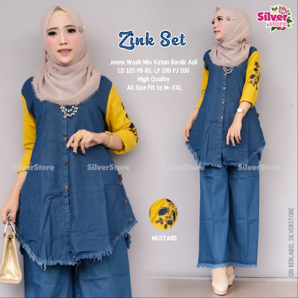 Zink Set Jeans / Setelan Baju wanita Terbaru / Setcel jeans / one set Terbaru / Setelan Outfit OOTD