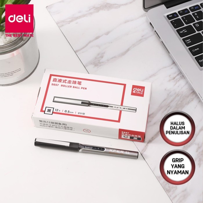 

DELI pulpen / ballpoint / bolpen / Roller Ball Pen murah tinta BIRU (0.5mm) S657