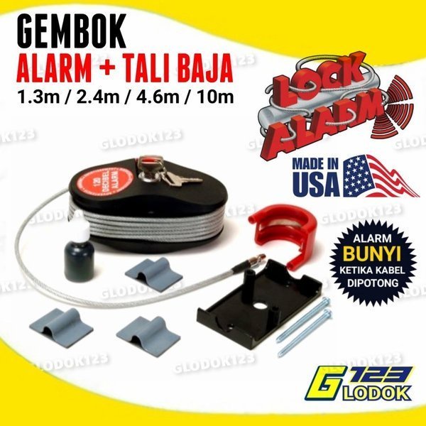 LOCK ALARM Gembok Alarm Suara Anti Maling Kabel Baja ORIGINAL USA