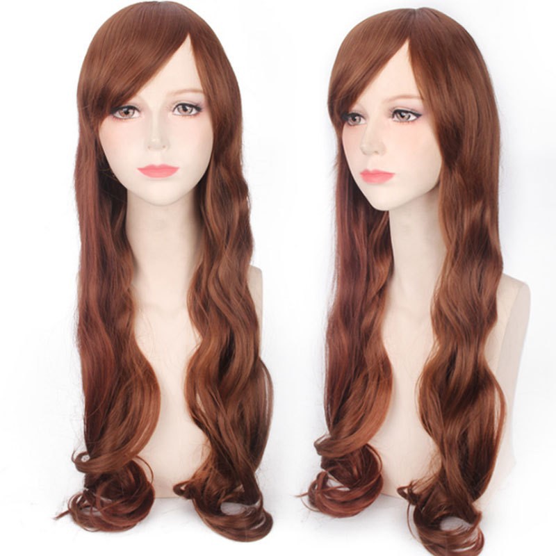 WDA-07 wig rambut palsu cosplay daily wanita wavy brown cokelat