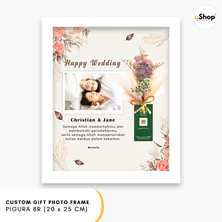 Wedding Gift Kado Pernikahan Custom Pigura 8R (20x25 cm)
