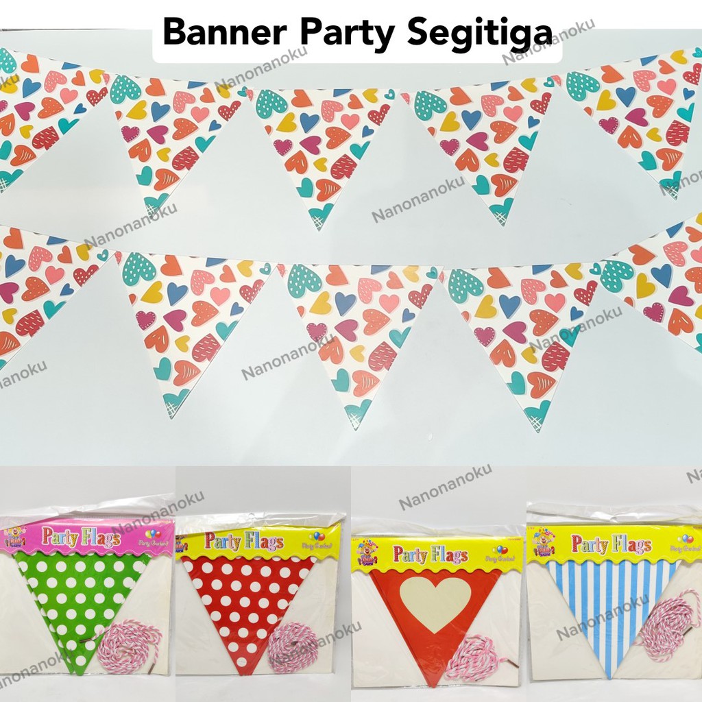 Banner Pesta Segitiga Motif / Bunting Flag Party Dekorasi