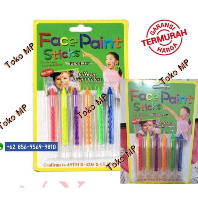 

(BISA COD) Face Paint Stick - Crayon Lukis Wajah (6pcs)-NEON BRIGHT PROMO Kode 575