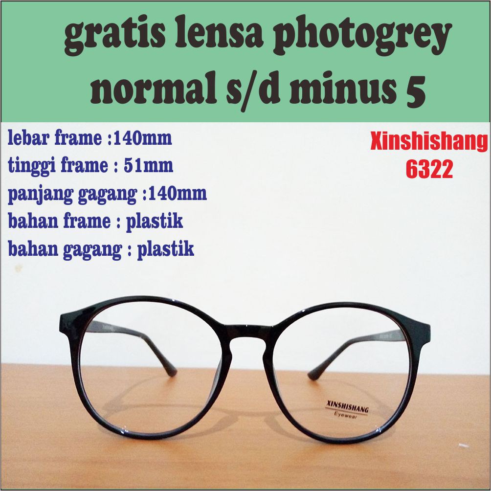 FRAME KACAMATA MINUS KOREA XINSHISHANG 6322 FREE LENSA PHOTOGREY