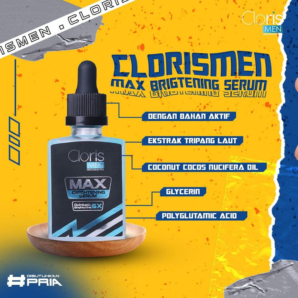 Clorismen Brightening Serum - Serum Wajah Pria Untuk Mencerahkan &amp; Memudarkan Bekas Jerawat Yang Menghitam