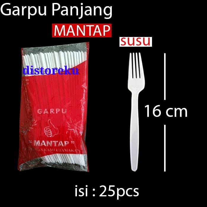 isi 25pcs garpu makan plastik panjang putih susu kualitas tebal supra mantap