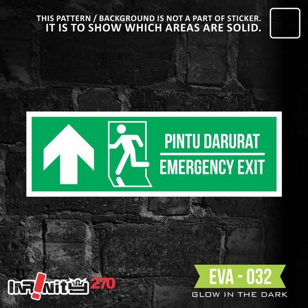 

EVA-032 sticker stiker safety sign jalur evakuasi emergency exit label glow in the dark gedung Murah