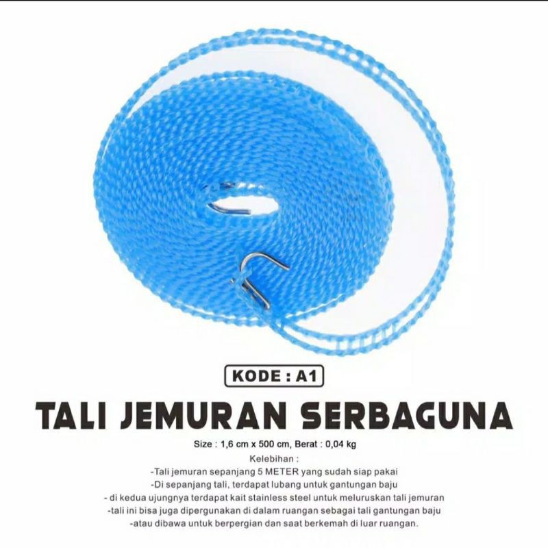 TALI JEMURAN SERBAGUNA PANJANG 5 METER
