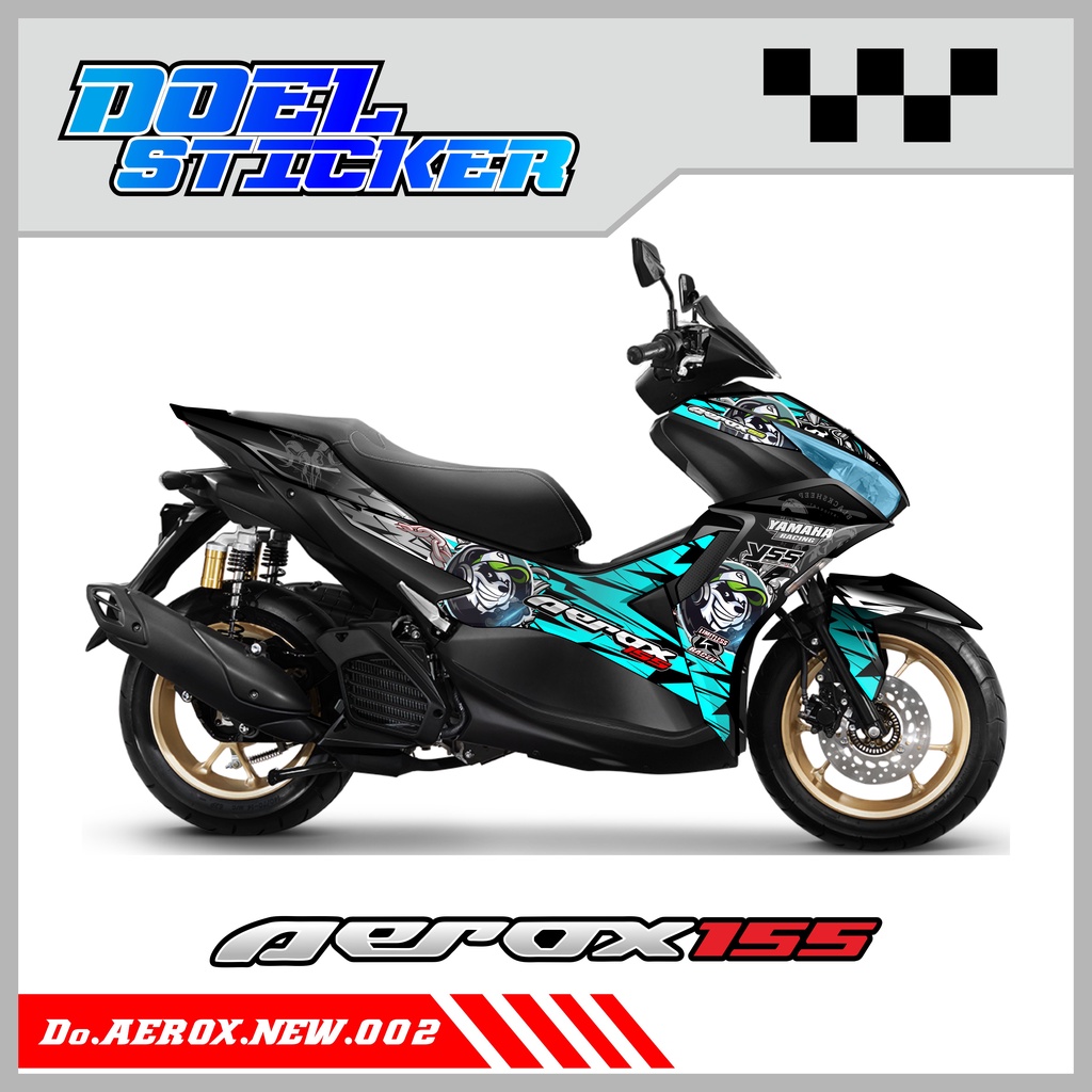 STRIPING AEROX 155 NEW - STICKER SEMI FULL VARIASI YAMAHA AEROX 155 NEW PANDA 002