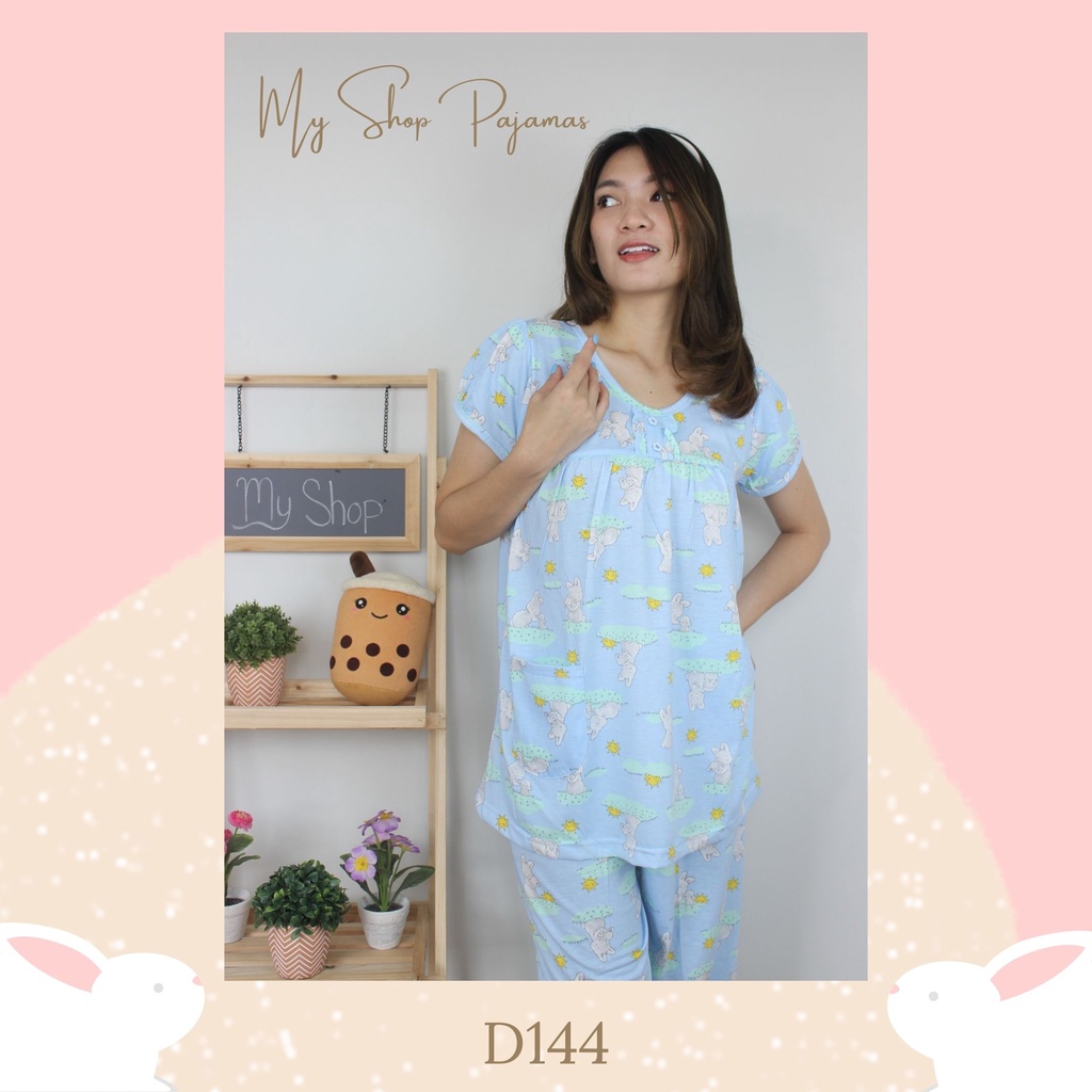 PIYAMA BABYDOLL WANITA TANGAN LENGAN PENDEK CELANA 3/4 LILY WHITE BAJUTIDUR DEWASA SLEEPWEAR PAJAMAS SPECIAL EDITION HPLW-2