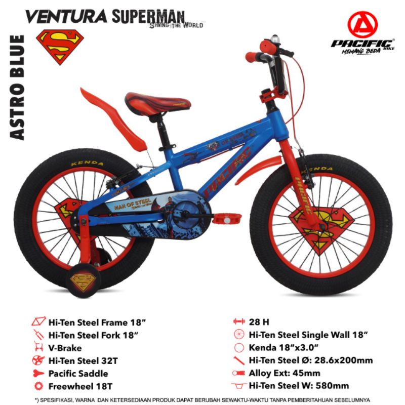 sepeda BMX 18 Ventura Superman ban 3.0 Pacific