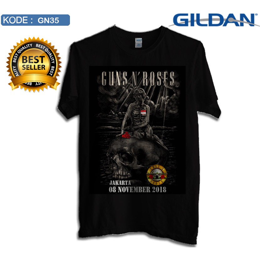 Kaos guns n roses konser jakarta 2018 original gildan softstyle gn35
