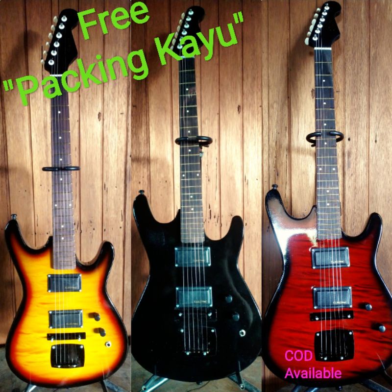Gitar listrik - Fender - Warna Sunburst/Hitam/Merah - Murah - Elektrik - New - Free Packing Kayu