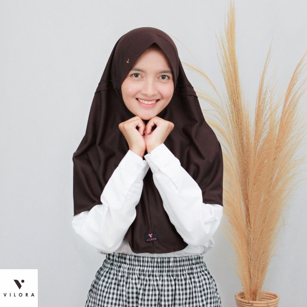 12.12 Flash sale✅ [HIJAB INSTAN ORIGINAL VILORA LOVE COKLAT PRAMUKA] COKLAT KOPI KERUDUNG JILBAB ORI