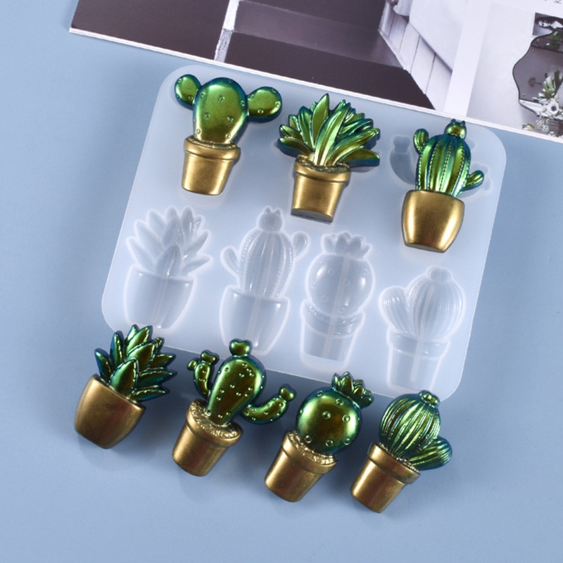 SIY  3D Cactus Keychains Crystal Epoxy Resin Mold Handmade Pendant Decorations Silicone Mould