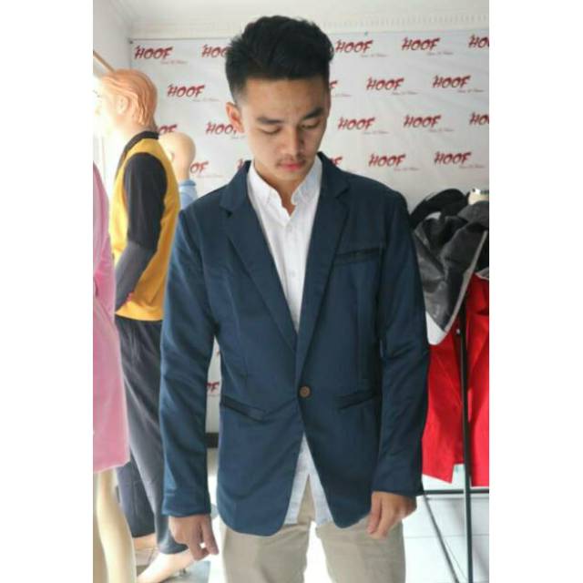 Blazer Pria Casual Warna Navy - Blazer Moderaien Navy