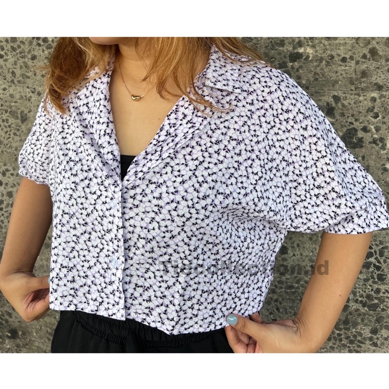 Anne Pattern Crop Shirt / Kemeja Crop