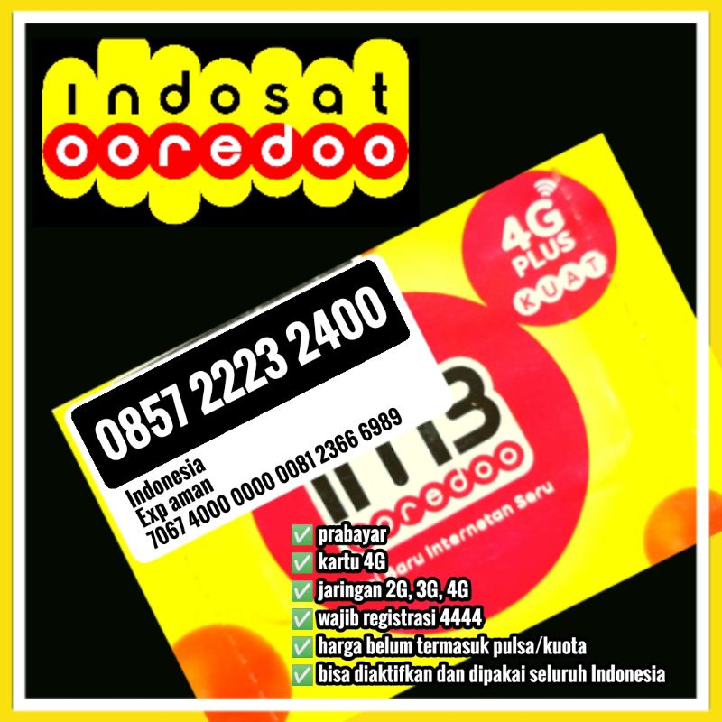 Nomor cantik indosat im3 4G lte aaab ribuan 2223 2400