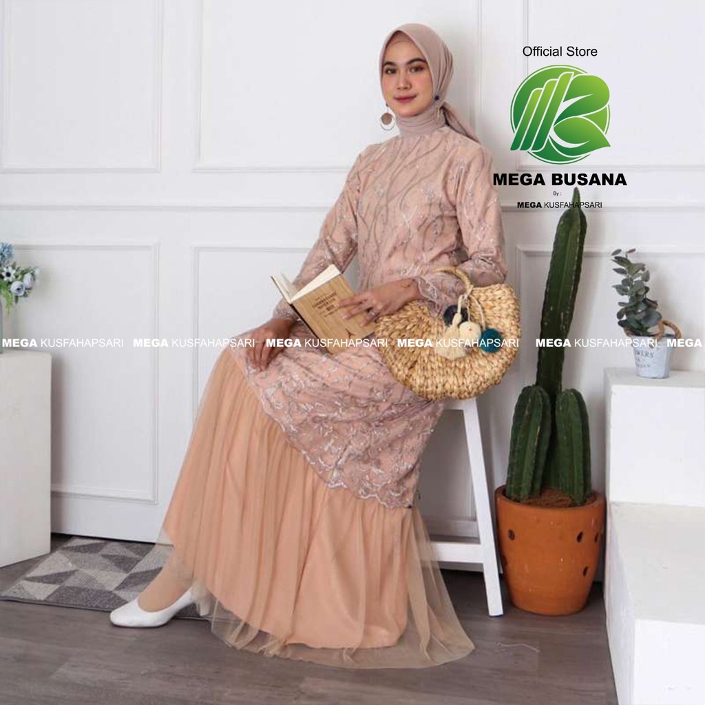 Gamis Wanita Pesta Brokat Mewah Dress Pesta Brukat Kondangan Akad Pernikahan Wedding Dress Elegan Ta