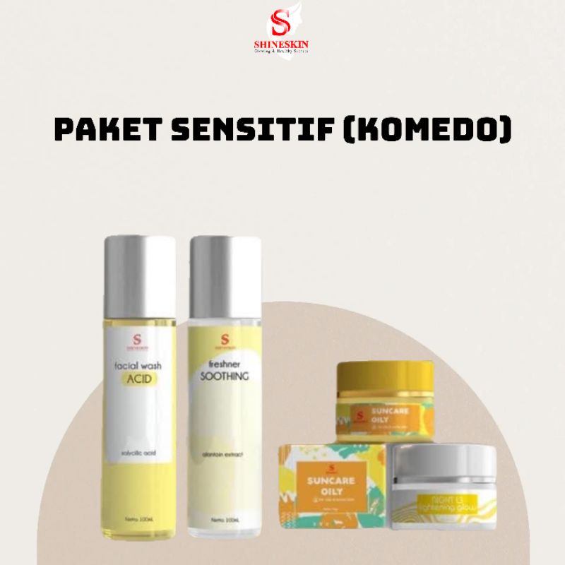 Shineskin whitening glow PAKET HEMAT OILY/ACNE SENSITIF