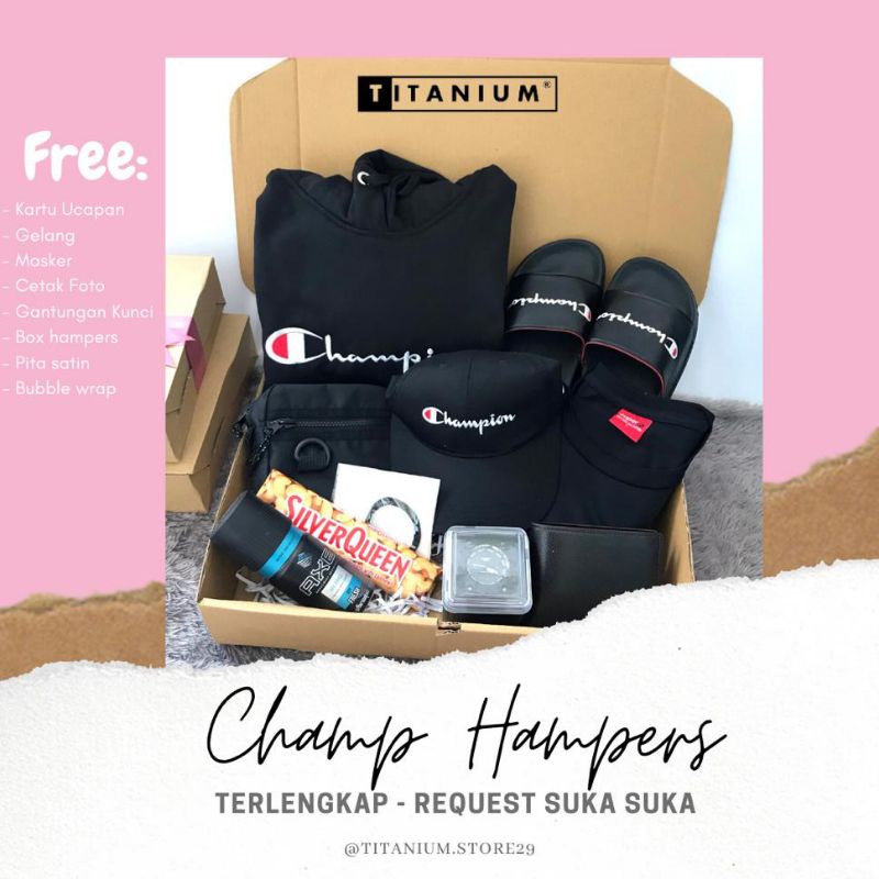 

HAMPERS BOX CHAMP GIFT BOX KADO ULTAH KADO PACAR HAMPERS CUSTOM KADO WISUDA HADIAH CUSTOM