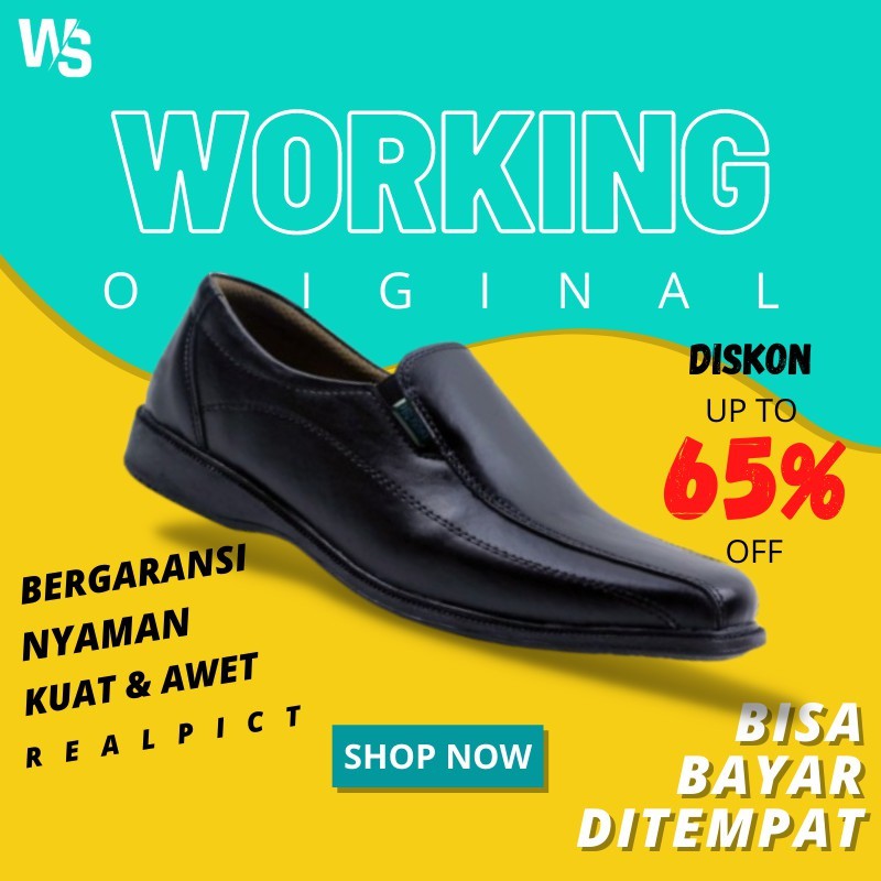 Sepatu Pantofel pria Kulit Cowok Formal Kerja Pria Tanpa Tali Terbaru Original 100% Anti Licin MURAH