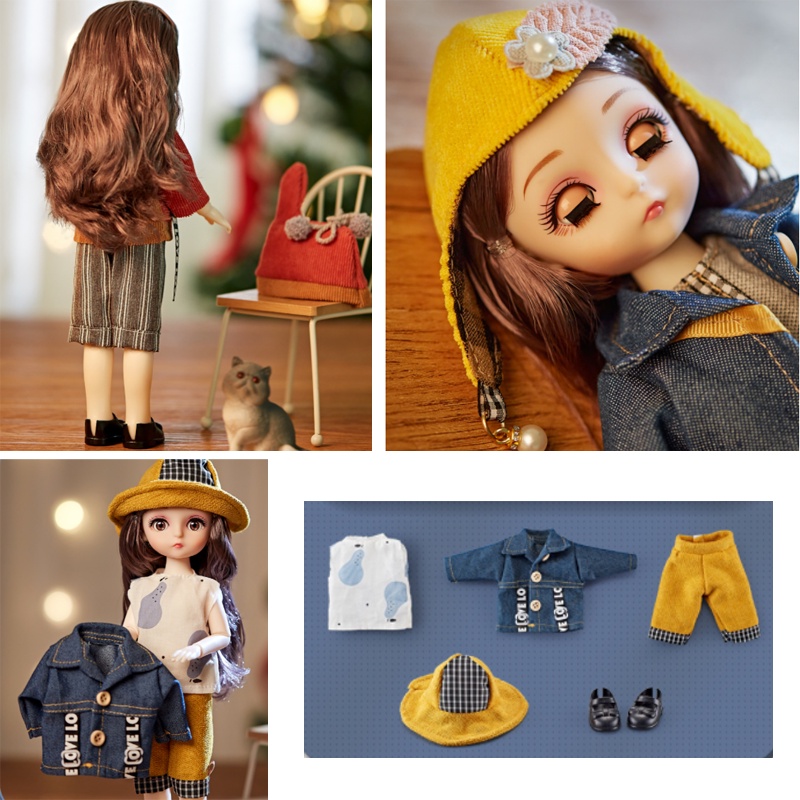 12boneka BJD Constellation Ball Jointed Full Set Dengan Baju Wig Lembut Kepala Vingl