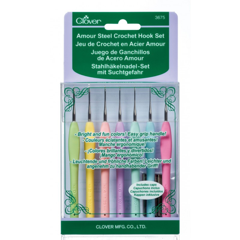 Clover - Hakpen / Jarum Rajut Amour Steel Crochet Hook SET