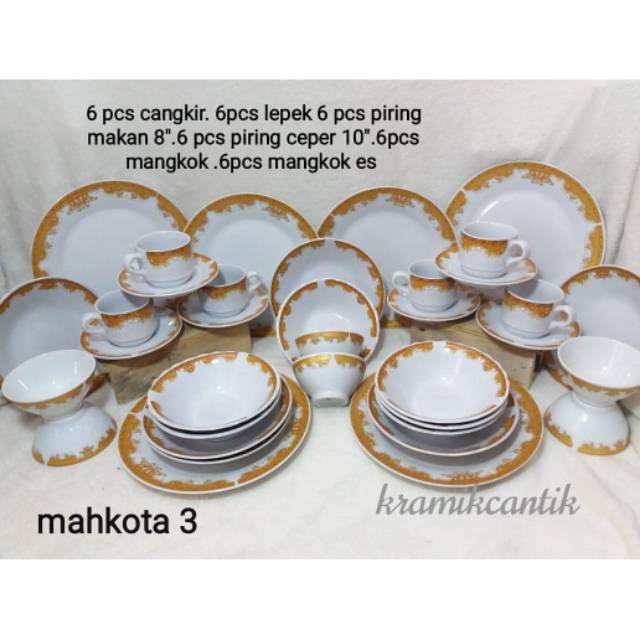 Piring set keramik / dinner set  mahkota  36 pcs