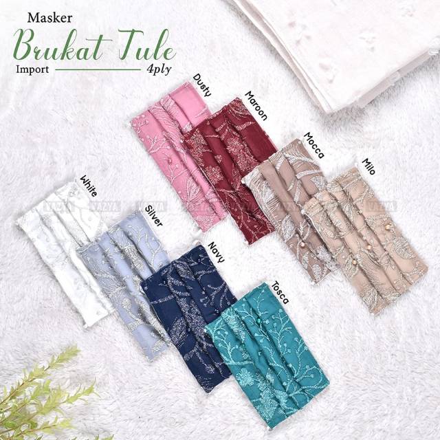 Masker Kain Brukat Tulle Import 4ply Headloop