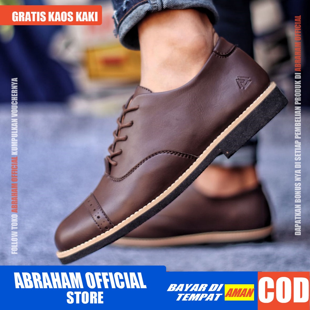 ROHAN Sepatu Formal Pria Sepatu Casual Pria Kulit Pu Sepatu Pria Casual Sepatu Kasual Cowok / Cowo Oxford Kerja Kantor Kuliah Kondangan Gaya Keren Kekinian Original Murah Terlaris