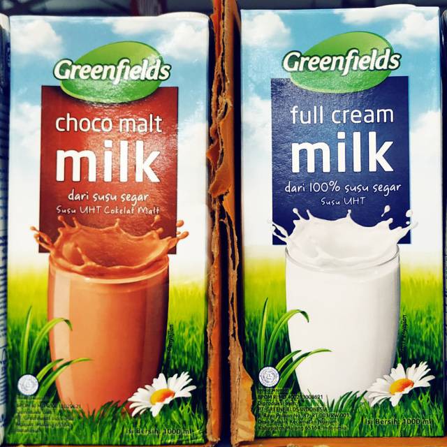 Greenfields Susu Segar UHT Coklat Plain kemasan 1 liter Full Cream