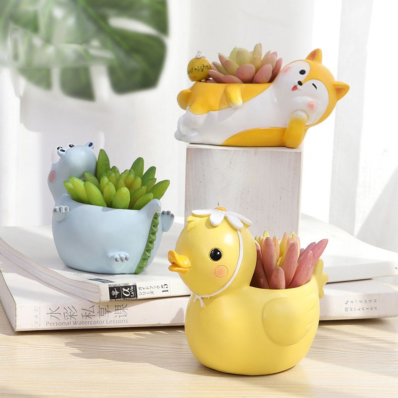 Triple W Pot Mini Succulent Planter Cute Animal Tanaman Bunga Kaktus Dekorasi