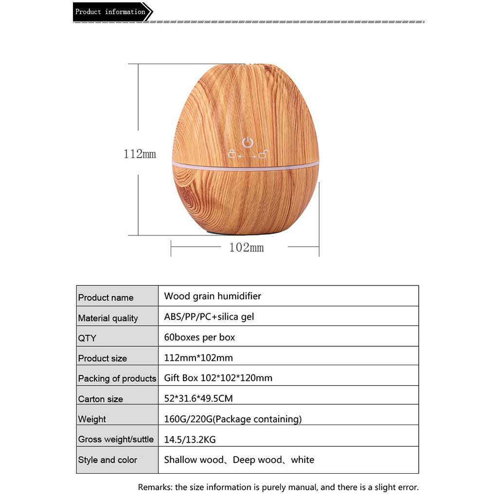 Kongyide Air Humidifier Aromatherapy Oil Diffuser Wood 130ml - AJ-510