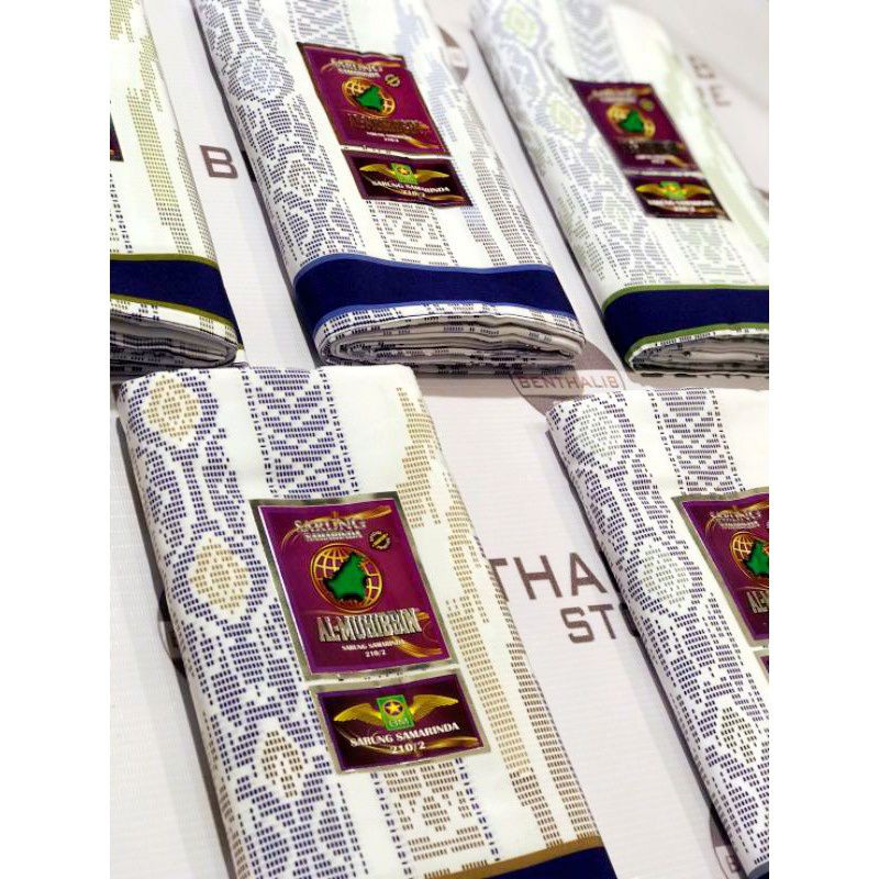 SARUNG SAMARINDA AL MUHIBBIN (DOMINAN PUTIH)TERMURAH