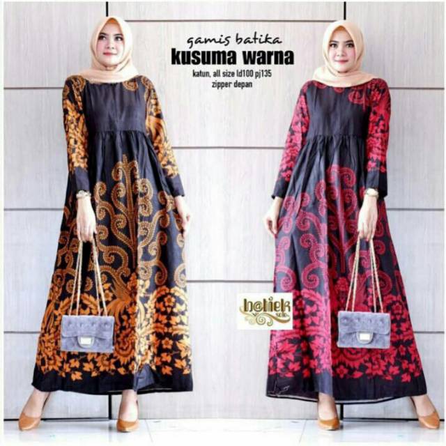 Gamis Batika Kusuma Warna Batik Gamis Cantik Modern Gamis Batik Seragaman Pesta Kondangan