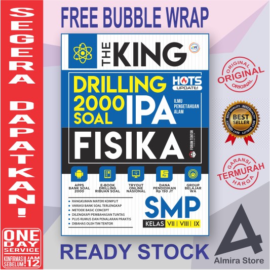 BUKU FISIKA SMP! THE KING DRILLING 2000 SOAL FISIKA SMP UNTUK KELAS VII, VIII, IX