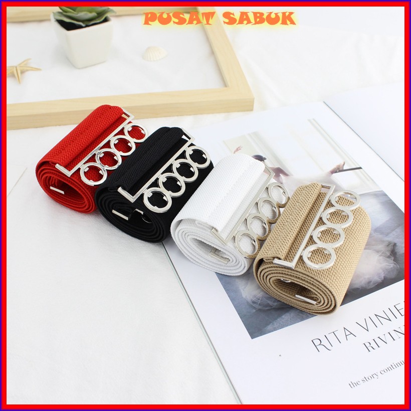 Belt Sabuk Wanita Pita Obi Karet Ikat Pinggang Fashion Gesper Cewek Korea Oby Besar Jumbo Big Women