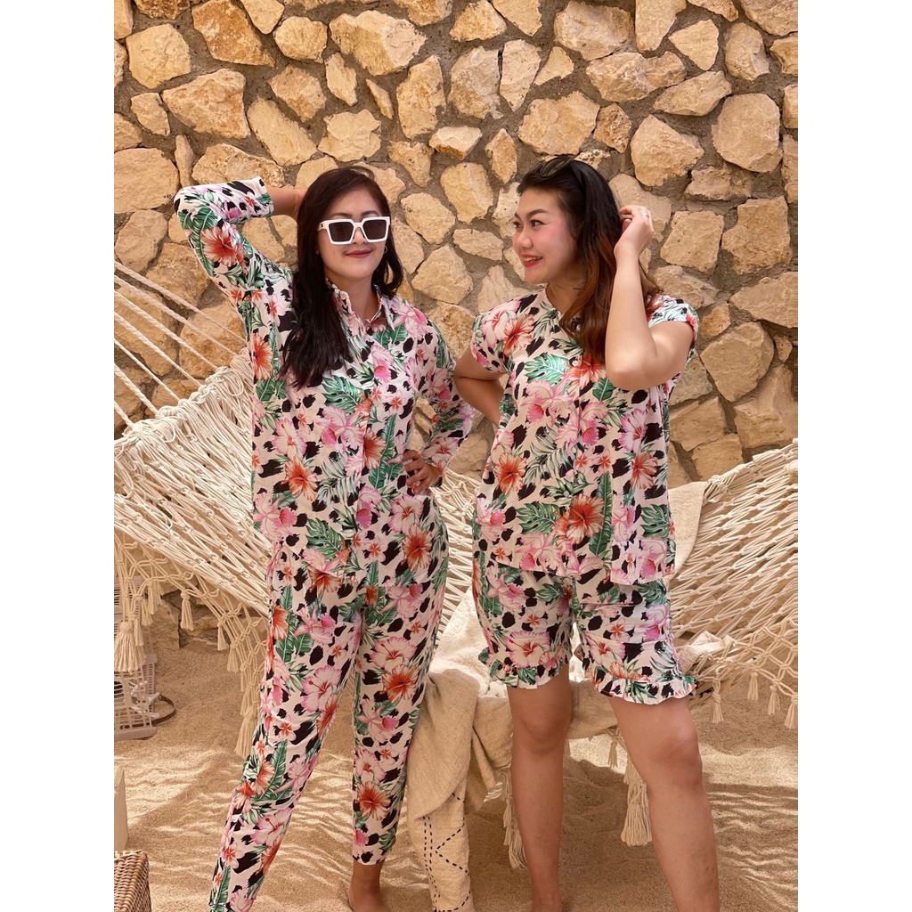 Piyama Kimono Daun Hijau Wanita Murah