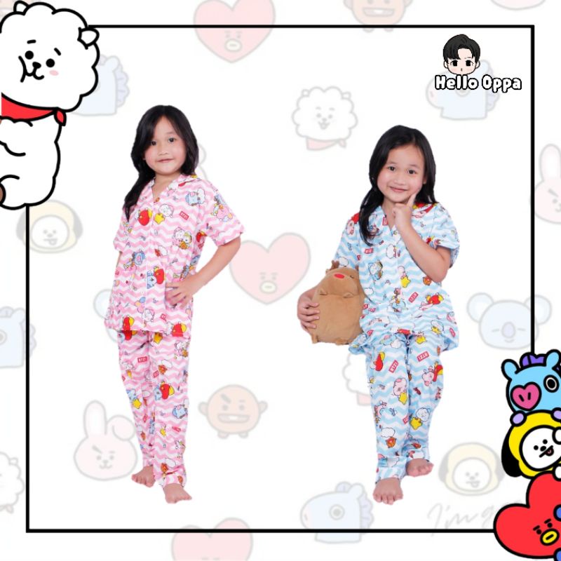 Piyama Anak BTS Karakter Tata Chimmy Cooky Koya Rj Mang Shooky Zigzag