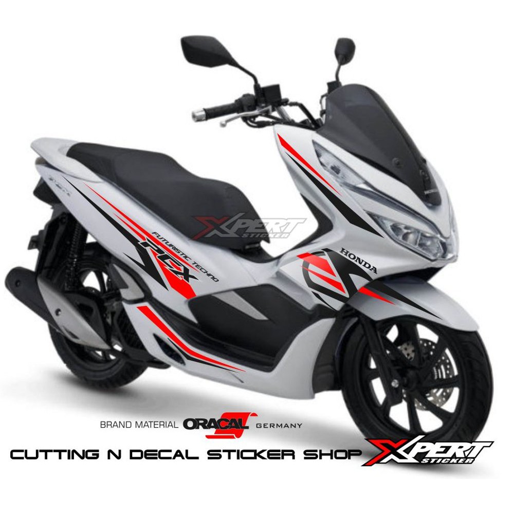 Striping Cutting Sticker Honda PCX 2018 Putih Grafik Cutting Glossy